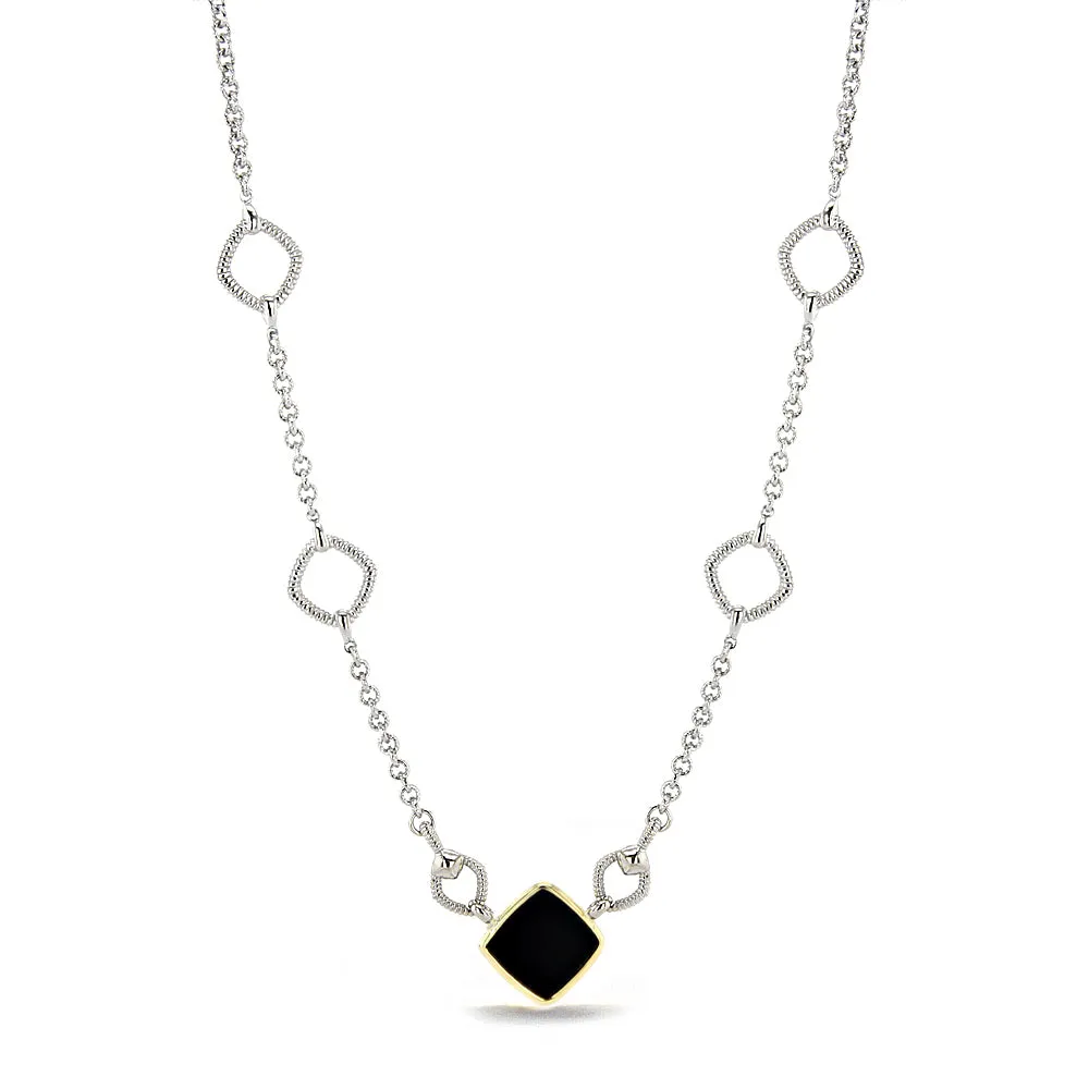 Eternity Station Necklace with Black Onyx and 18K Gold