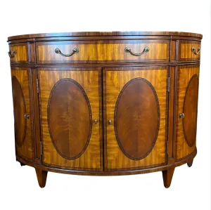 Ethan Allen Regency Inlaid Mahogany Demilune Sideboard or Bar Cabinet