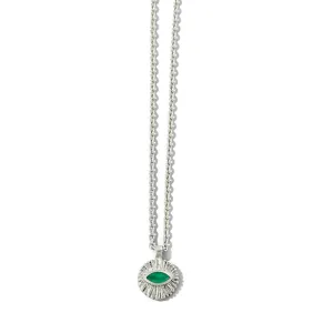 Evil Eye Amulet, Green Onyx, Silver
