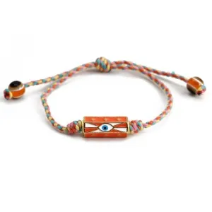 Eye Locket Rope Braided Bracelet Orange