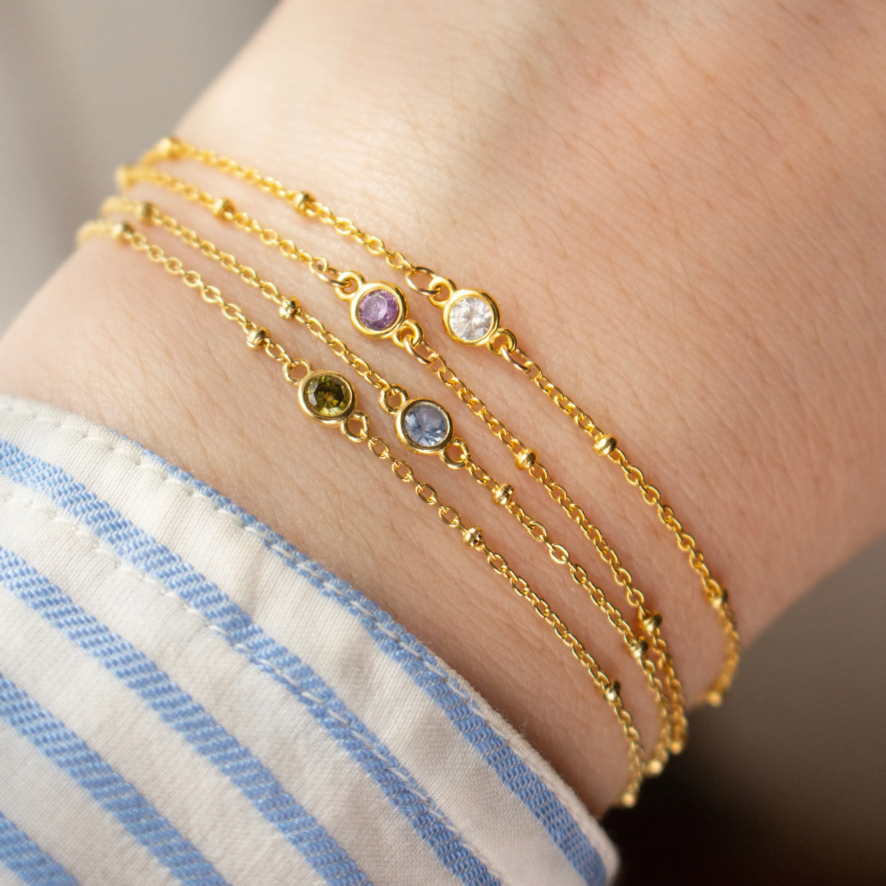 FEBRUARY BIRTHSTONE BRACELET GOLD