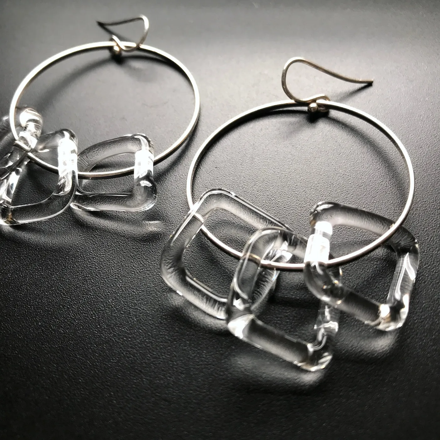 Flameworked Glass Hoop Earrings by Melanie Davies Persia