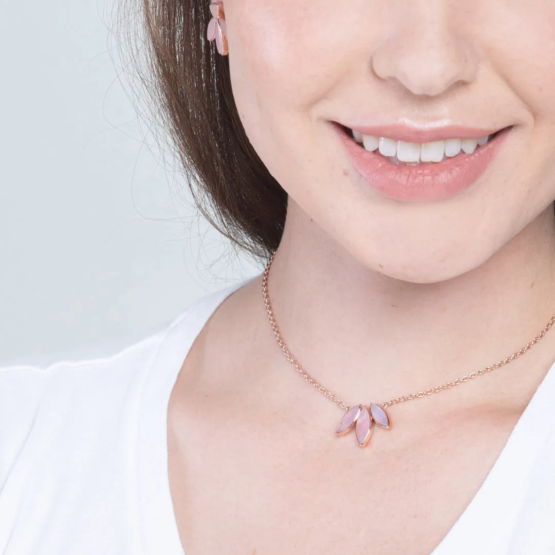 Floral Escape Pink Opal Necklace Rose Gold