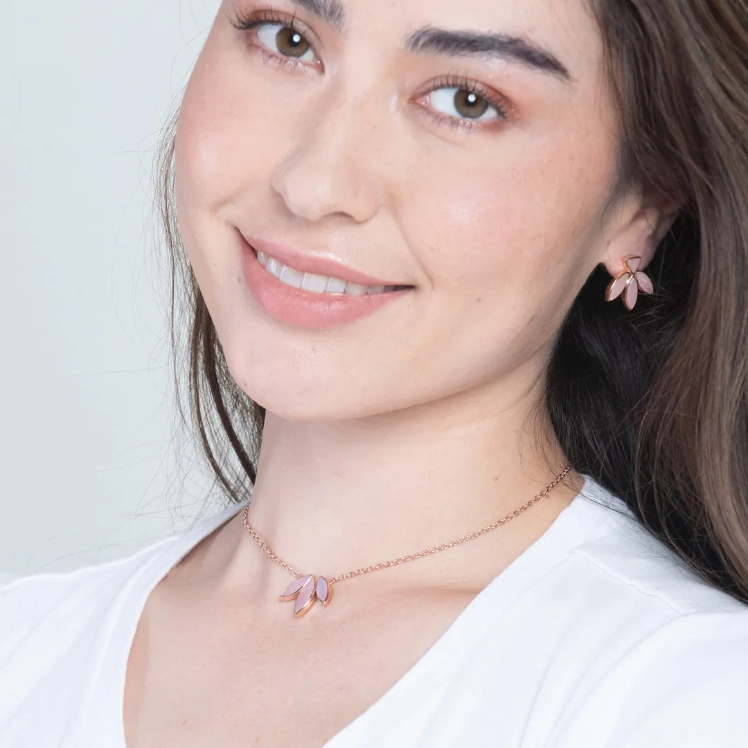Floral Escape Pink Opal Necklace Rose Gold