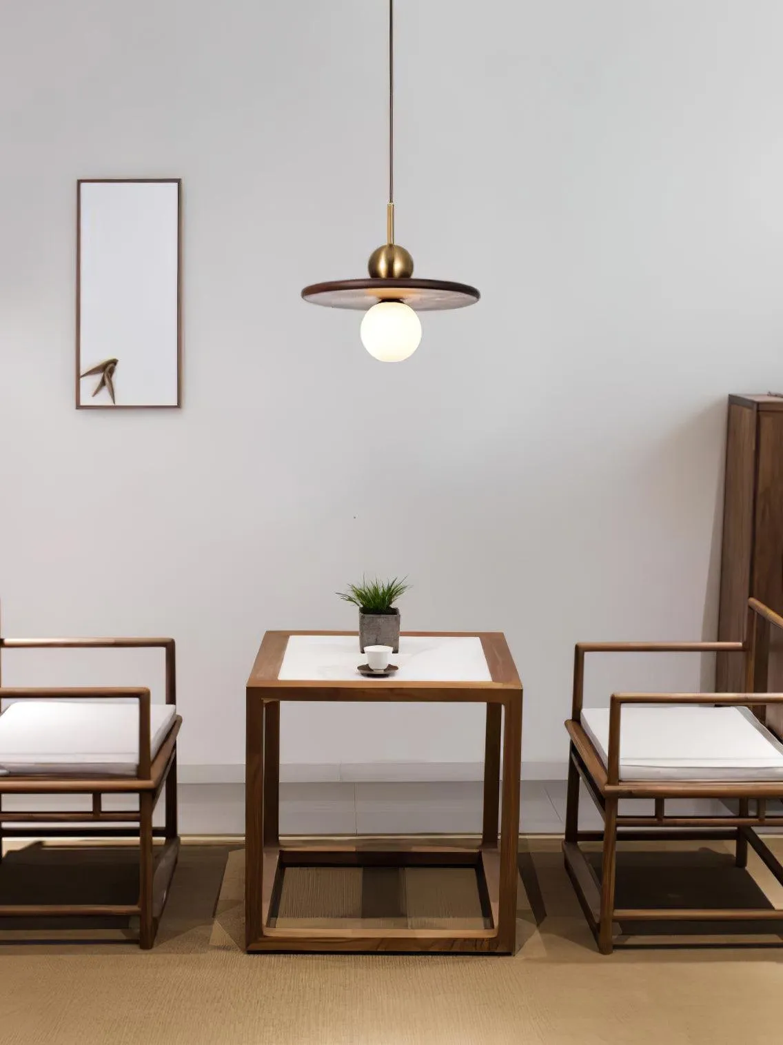 Flying Saucer Walnut Pendant Lamp