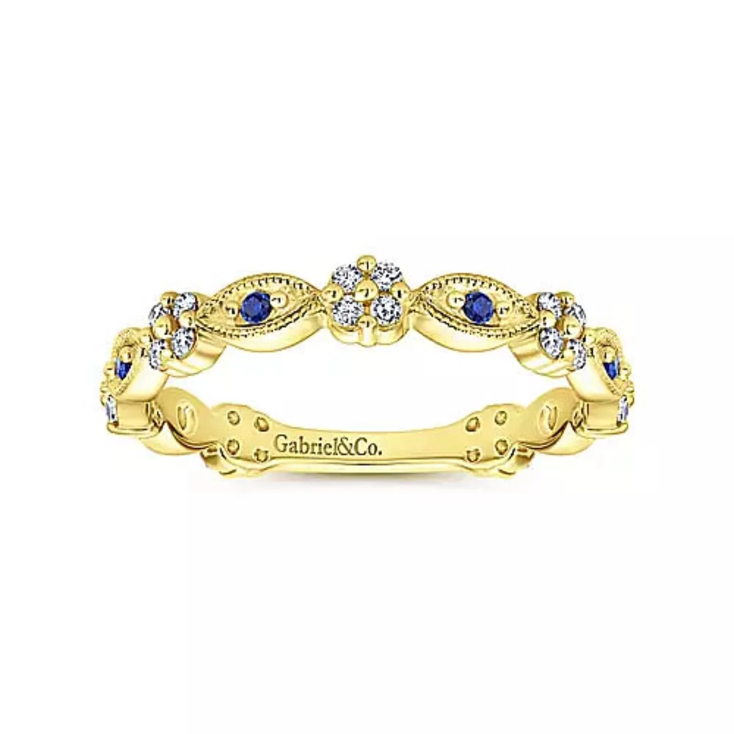 Gabriel & Co. Alternating Sapphire and Diamond Station Wedding Band