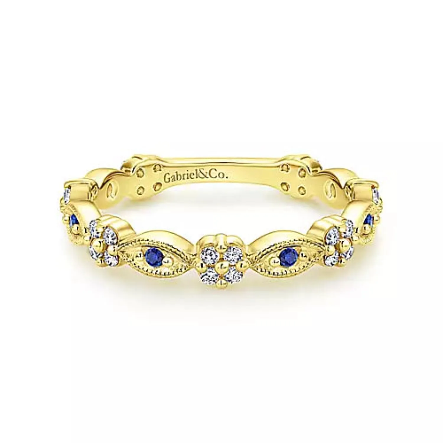 Gabriel & Co. Alternating Sapphire and Diamond Station Wedding Band