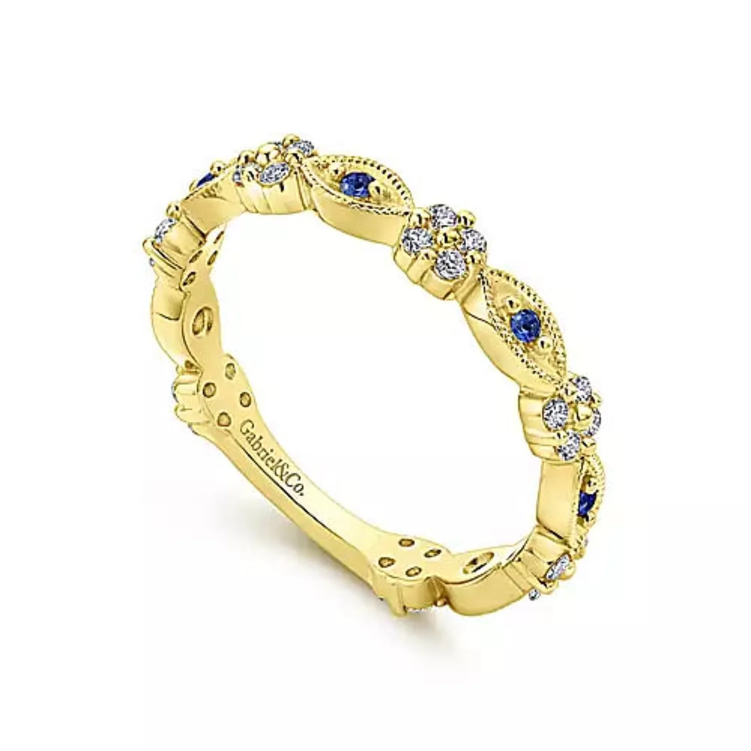 Gabriel & Co. Alternating Sapphire and Diamond Station Wedding Band