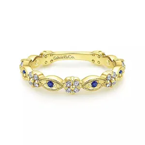 Gabriel & Co. Alternating Sapphire and Diamond Station Wedding Band