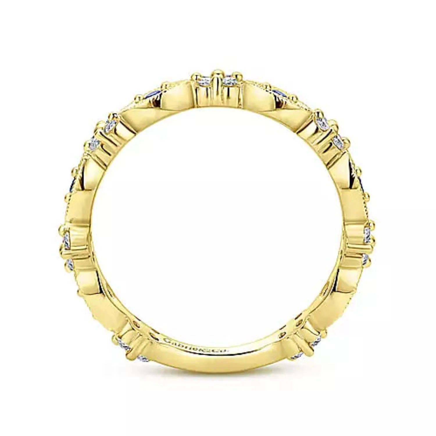 Gabriel & Co. Alternating Sapphire and Diamond Station Wedding Band