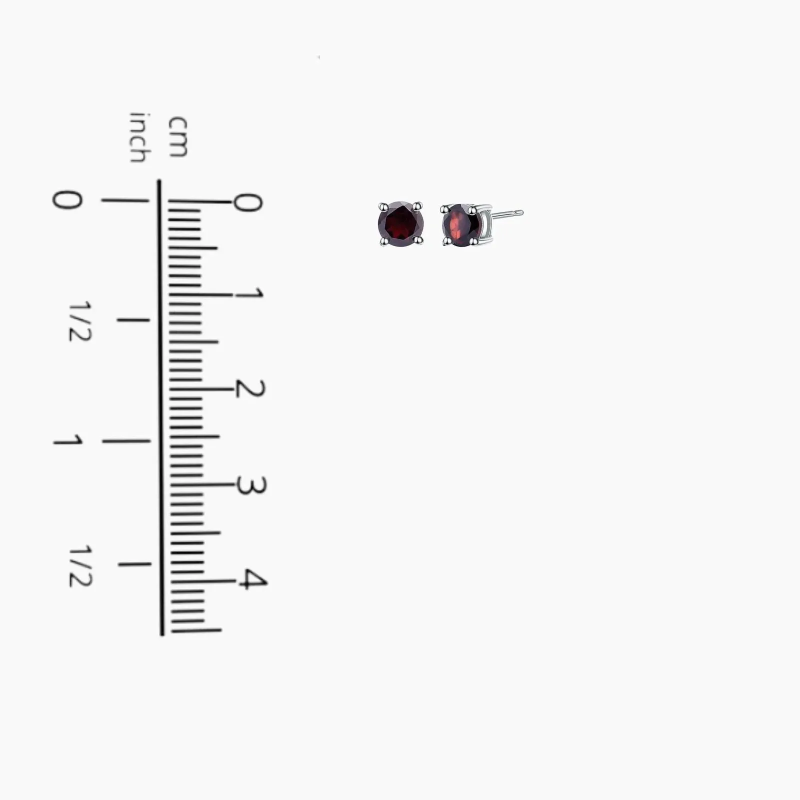 Garnet Round Shape Stud Earrings in Sterling Silver - Irosk Australia ®