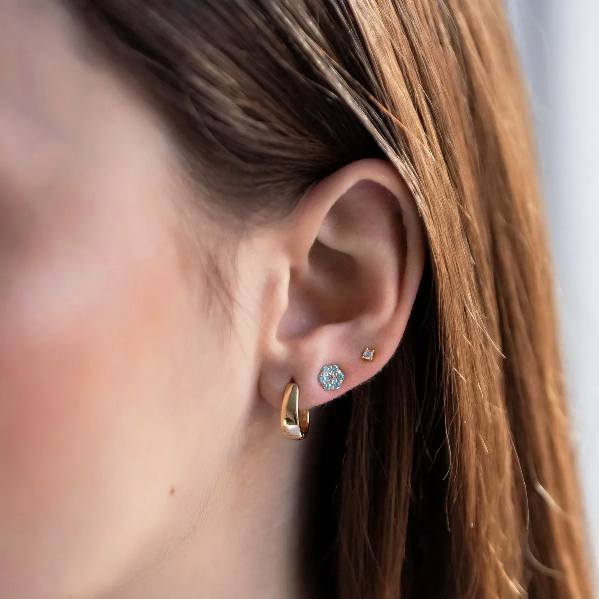 Gemstone Cluster Studs Aquamarine
