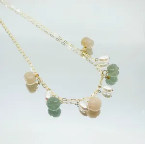 Gemstone Pumpkin Necklace - Creamy Green