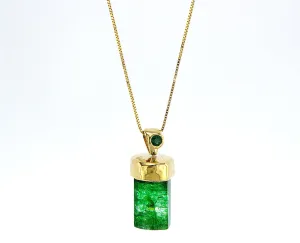Genuine Raw Emerald 14K gold pendant