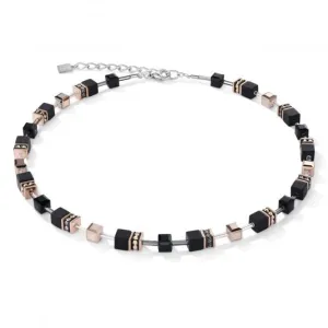 GeoCUBE® Onyx Black-Rose Gold Necklace 4018/10-1300