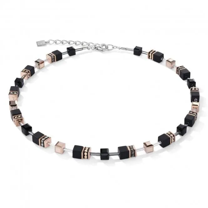 GeoCUBE® Onyx Black-Rose Gold Necklace 4018/10-1300