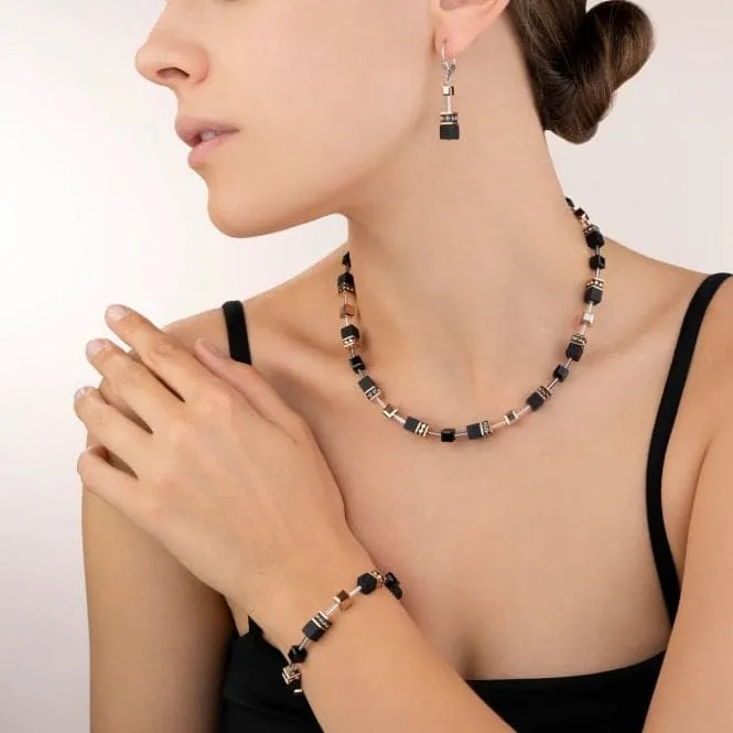 GeoCUBE® Onyx Black-Rose Gold Necklace 4018/10-1300