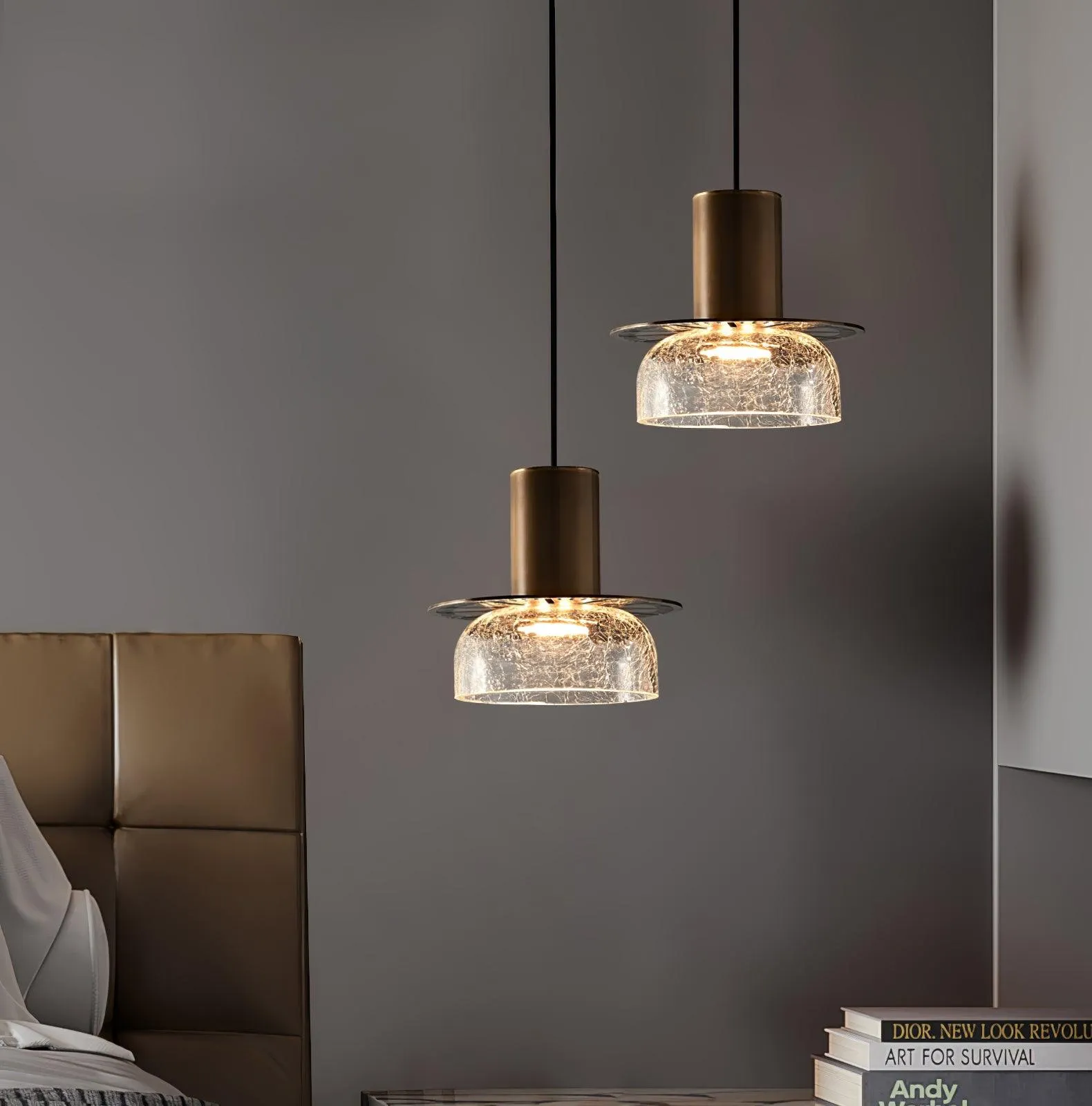 Glacier Crackle Glass Pendant Lamp