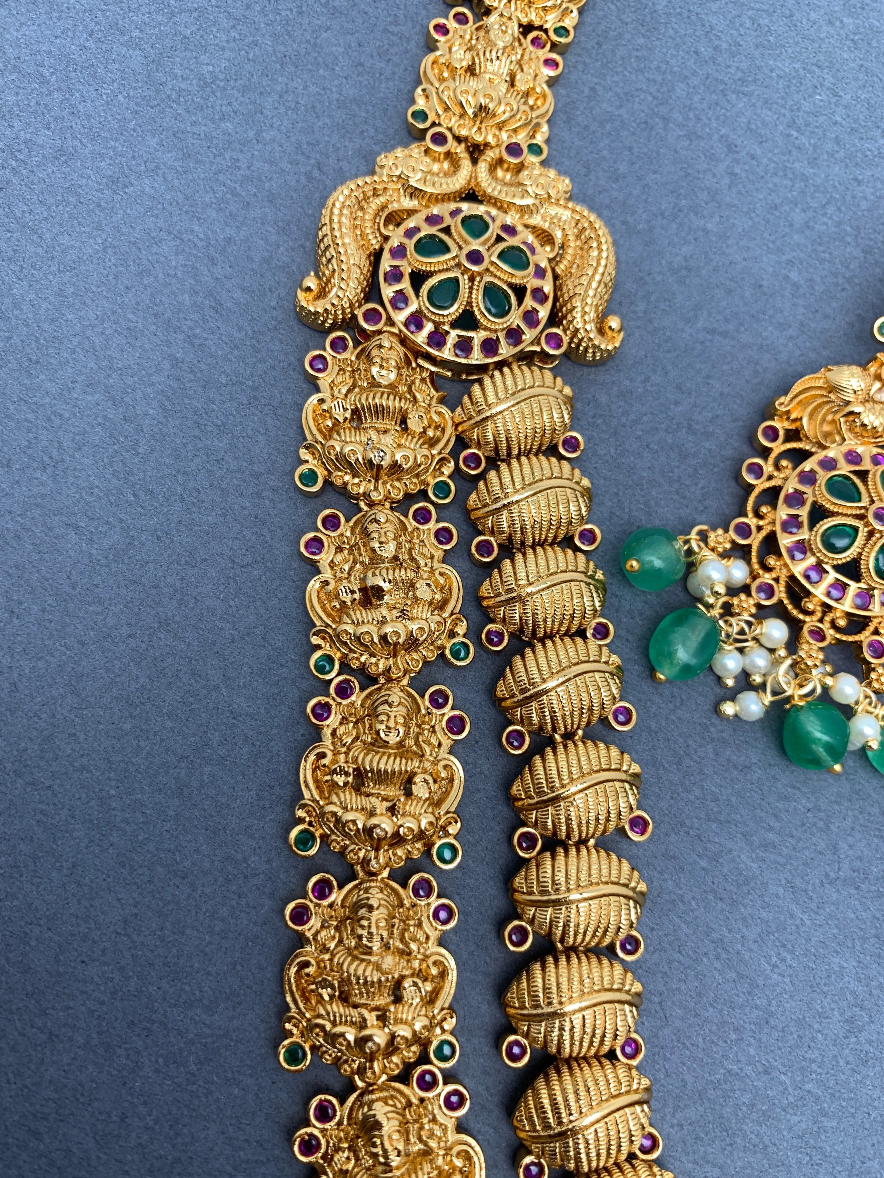 Goddess Lakshmi Nakshi Double Layer Premium Matte Finish Long Necklace
