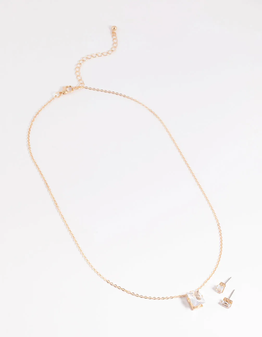 Gold Diamante Emerald Necklace & Earrings Set
