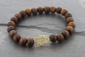 Gold Hamsa Crystal Wrist Mala
