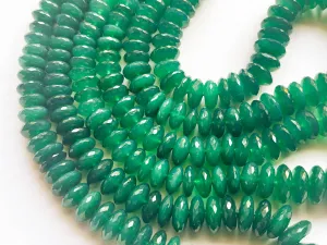 Green Onyx Micro Faceted German Cut Rondelle Beads