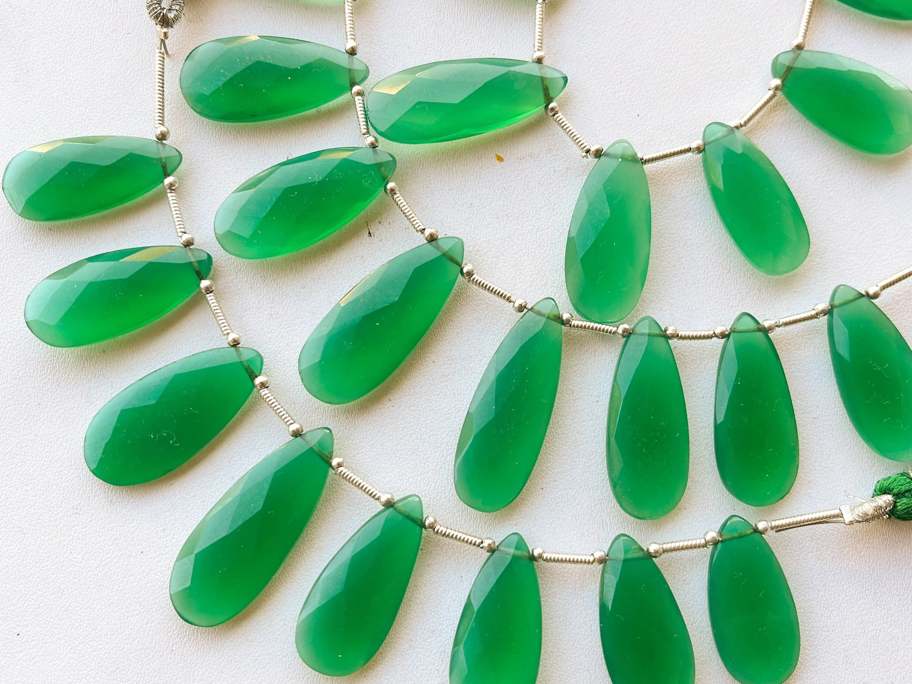 Green Onyx Pear Shape Briolette beads