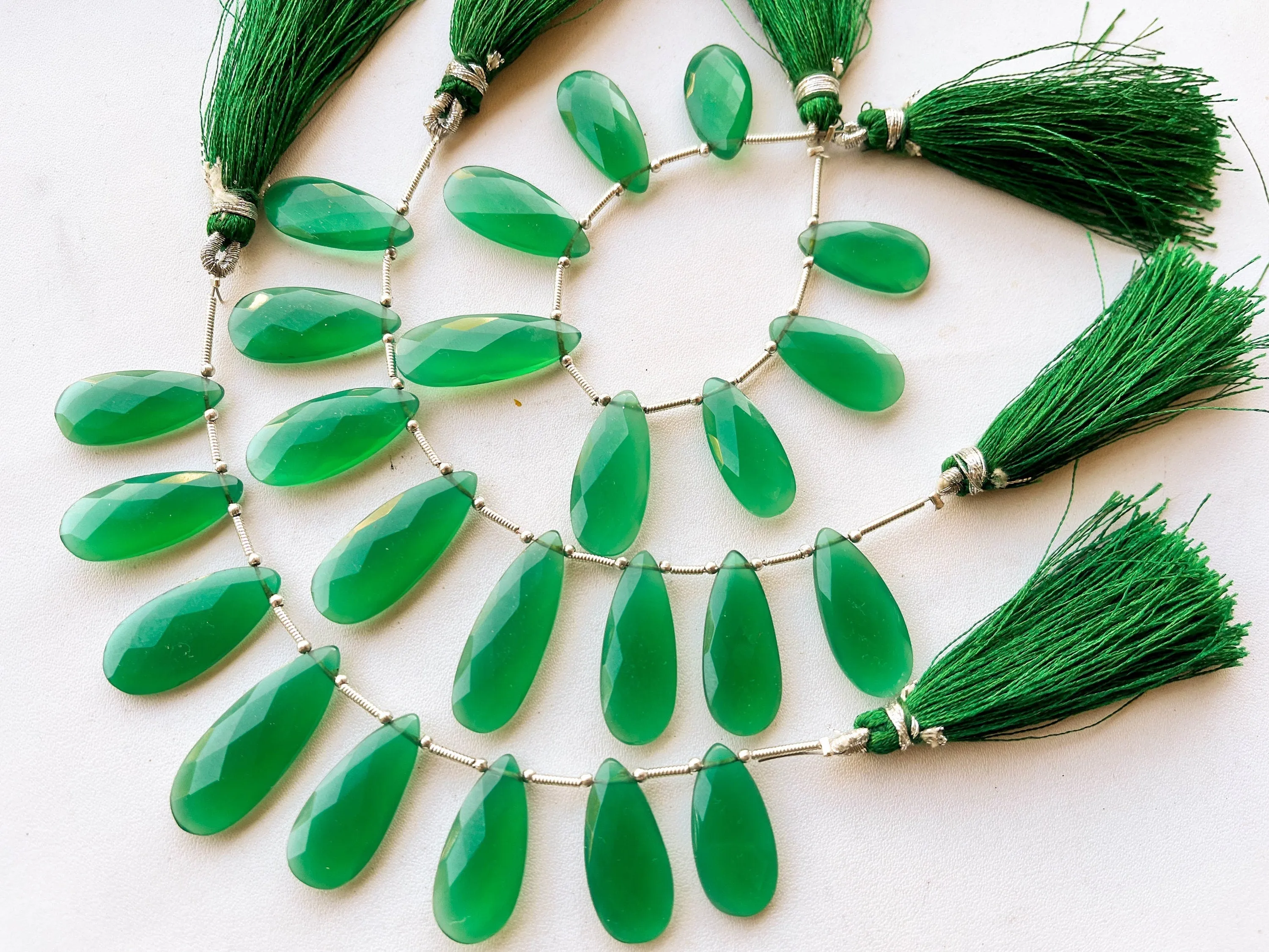 Green Onyx Pear Shape Briolette beads