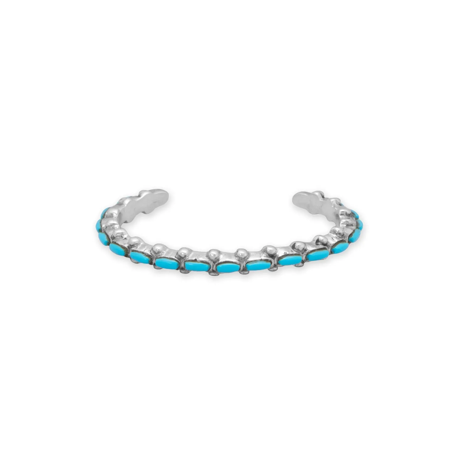 Handmade Junior's Oval Turquoise Cuff Bracelet
