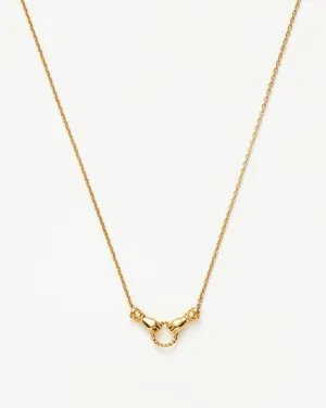 Harris Reed In Good Hands Mini Pendant Slider Necklace | 18k Gold Plated/Cubic Zirconia & Black Onyx