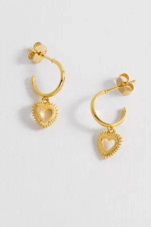 Heartburst Drop Hoop Earrings