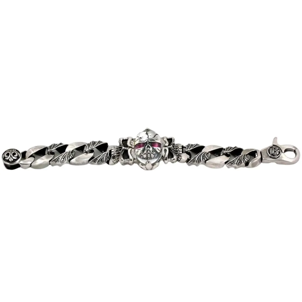 Heavy Sterling Silver Skull Bracelet