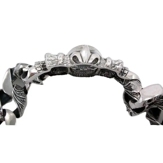 Heavy Sterling Silver Skull Bracelet