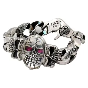 Heavy Sterling Silver Skull Bracelet