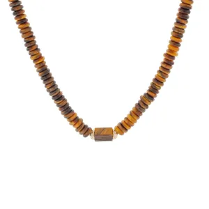 Hexagon Tiger's Eye Bolt with White Diamonds Choker