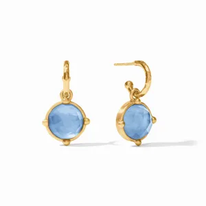 HONEYBEE HOOP AND CHARM EARRING-CHALCEDONY BLUE