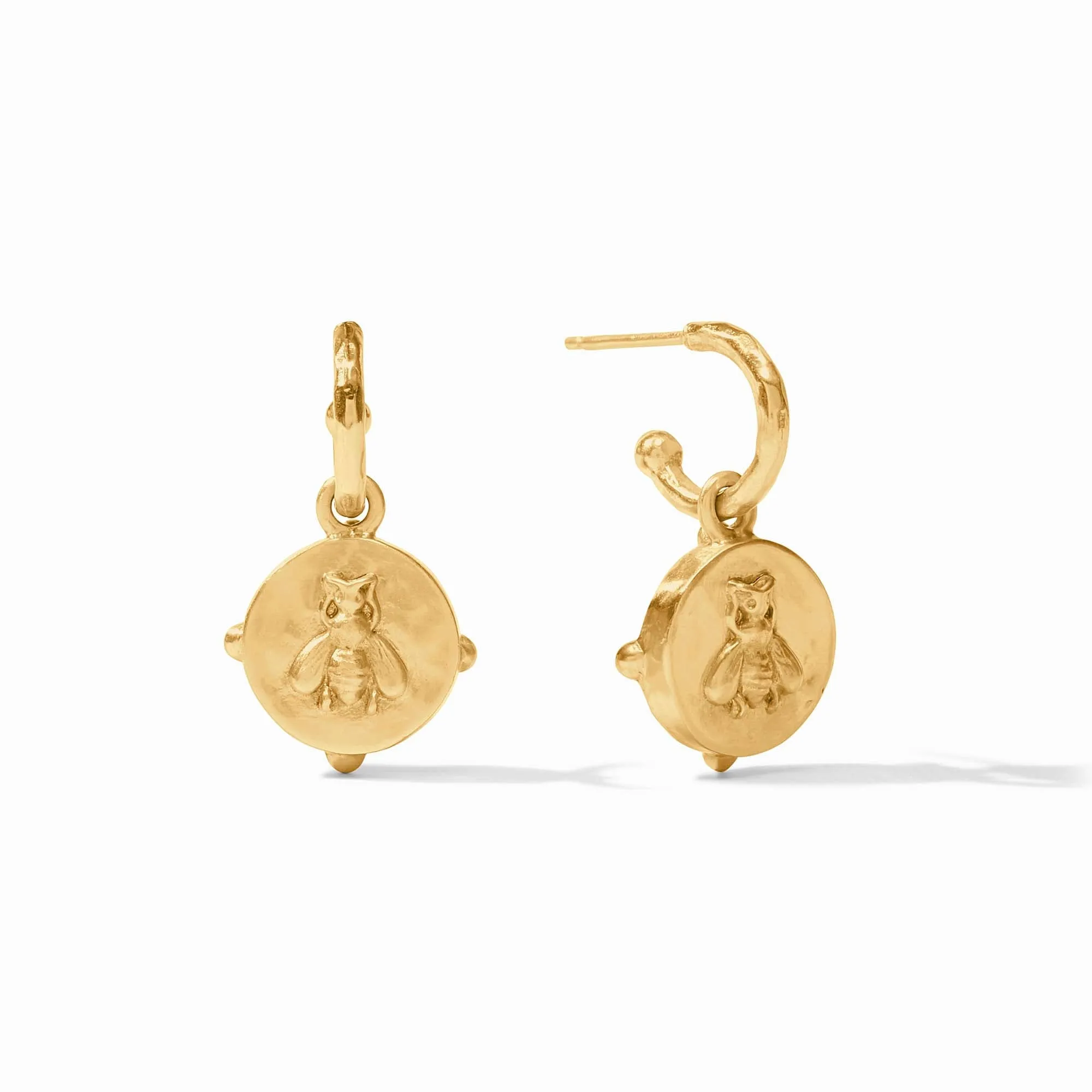 HONEYBEE HOOP AND CHARM EARRING-CHALCEDONY BLUE