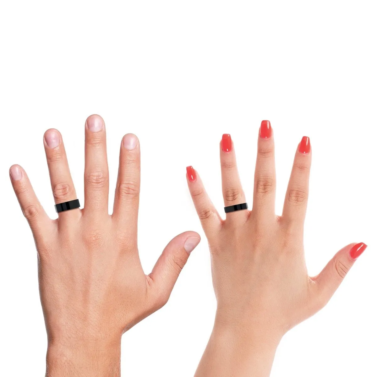 JEROLD | Orange Ring, Black Tungsten Ring, Shiny, Flat