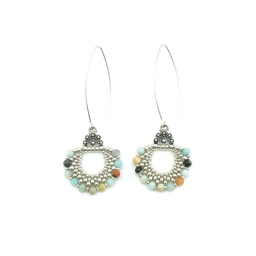 Jewelry Kit, Bubbles Gemstone Earring Set, Matte Gold Amazonite - Limited Edition