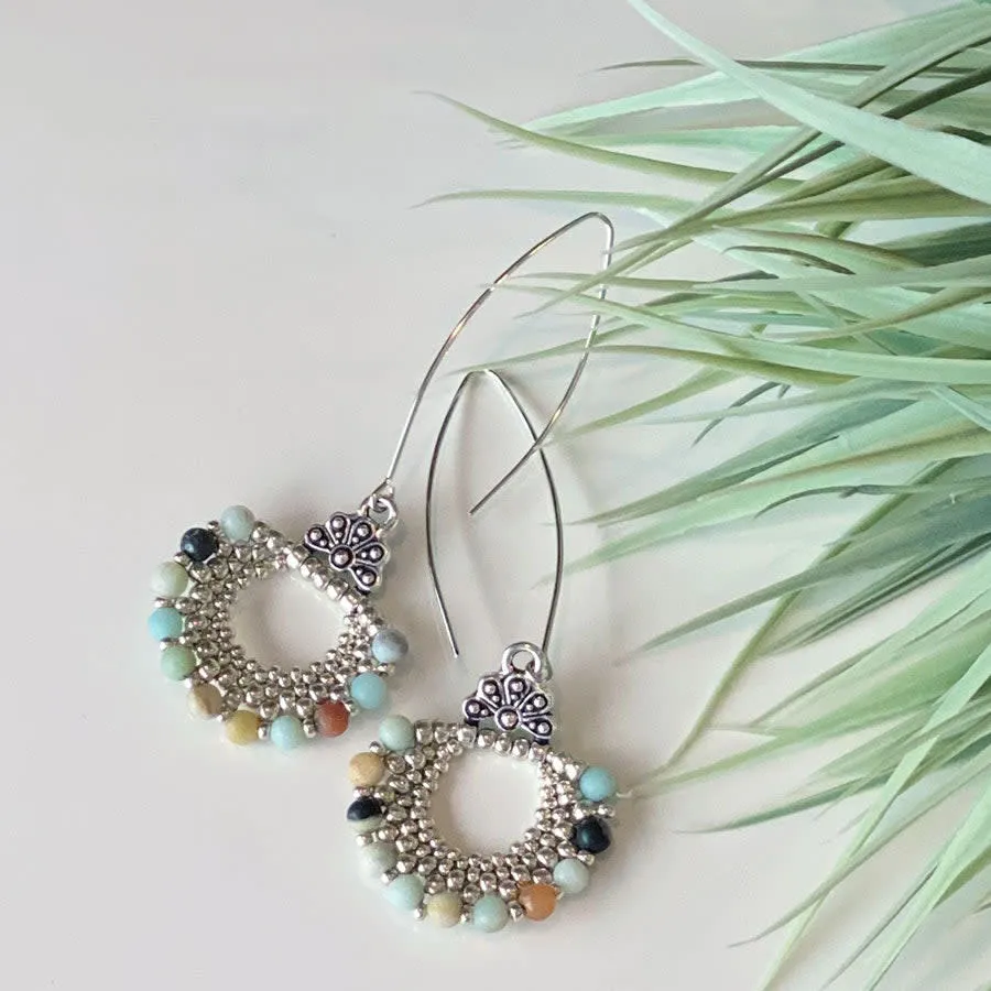 Jewelry Kit, Bubbles Gemstone Earring Set, Matte Gold Amazonite - Limited Edition