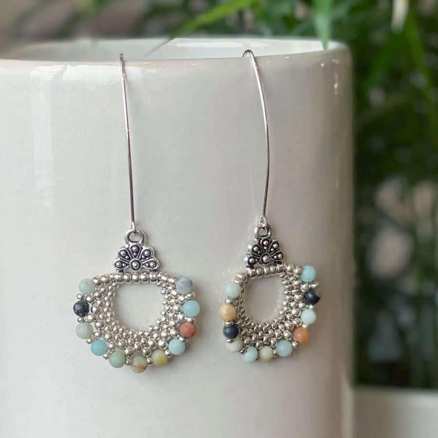 Jewelry Kit, Bubbles Gemstone Earring Set, Matte Gold Amazonite - Limited Edition