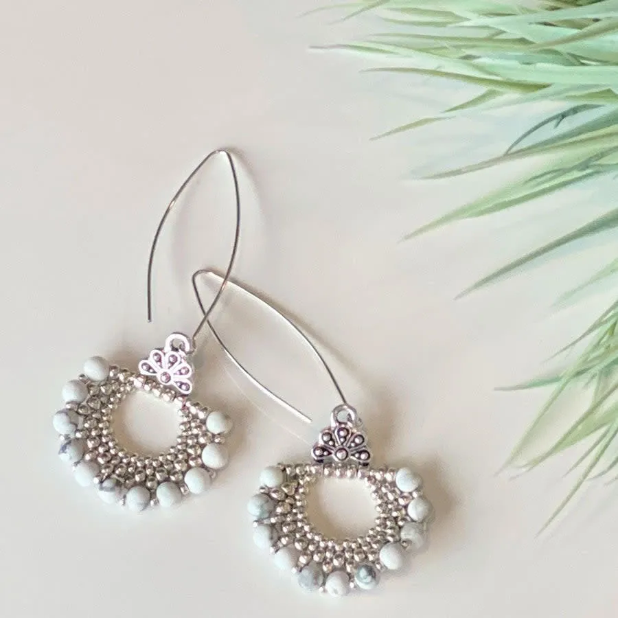 Jewelry Kit, Bubbles Gemstone Earring Set, Matte Howlite - Limited Edition