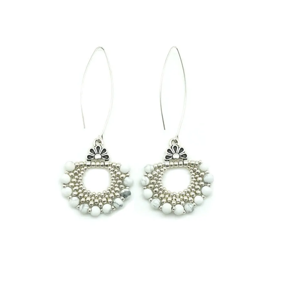 Jewelry Kit, Bubbles Gemstone Earring Set, Matte Howlite - Limited Edition