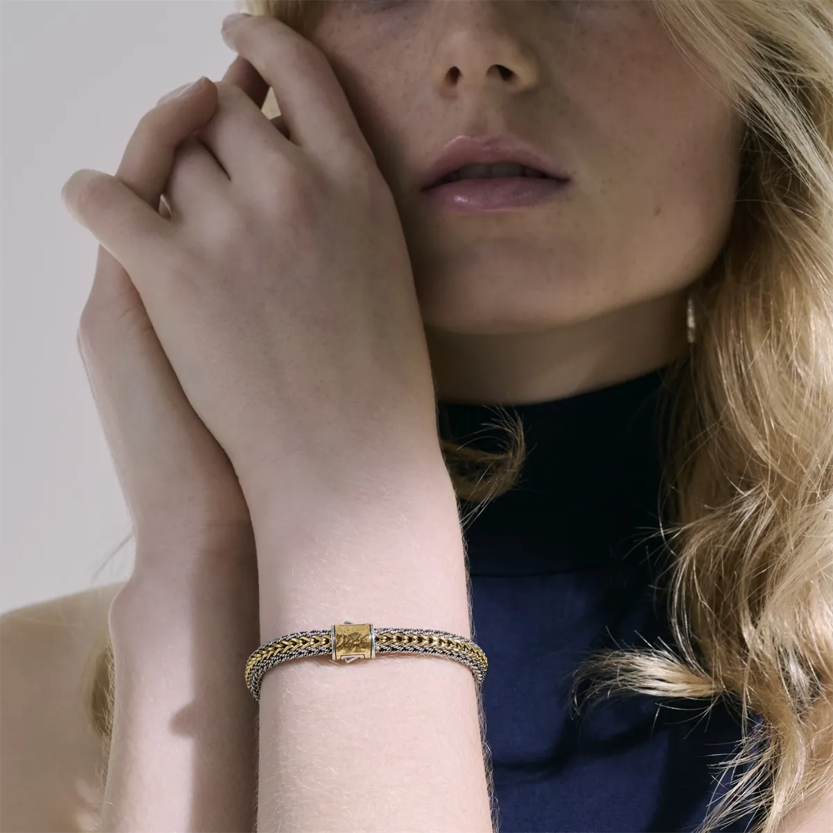 John Hardy Classic Chain Silver and 18K Bonded Gold 7mm Reversible Bracelet