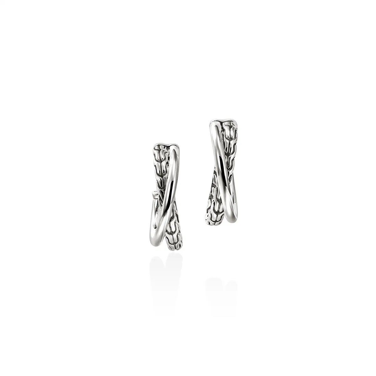 John Hardy Silver Crossover Hoop Earrings