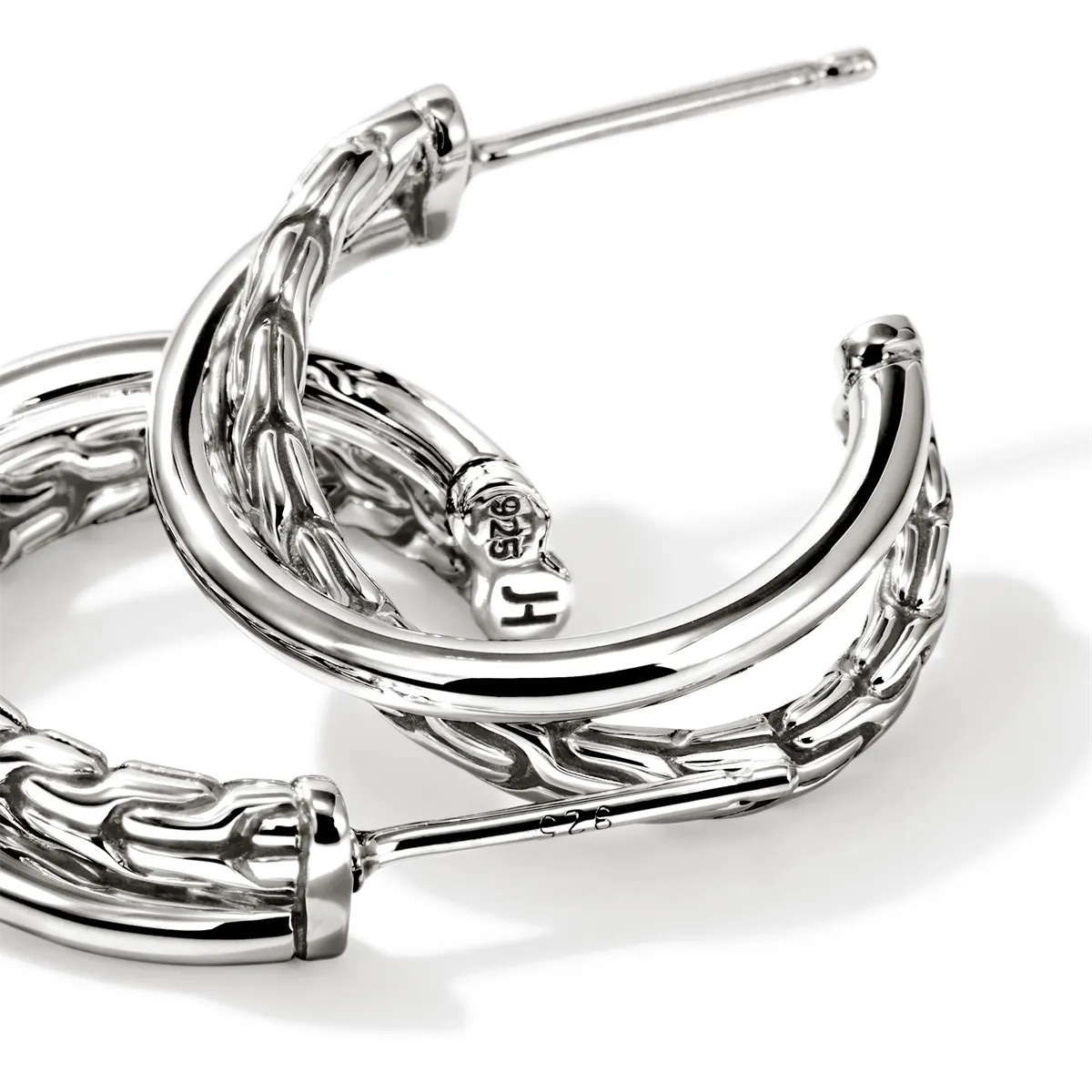 John Hardy Silver Crossover Hoop Earrings