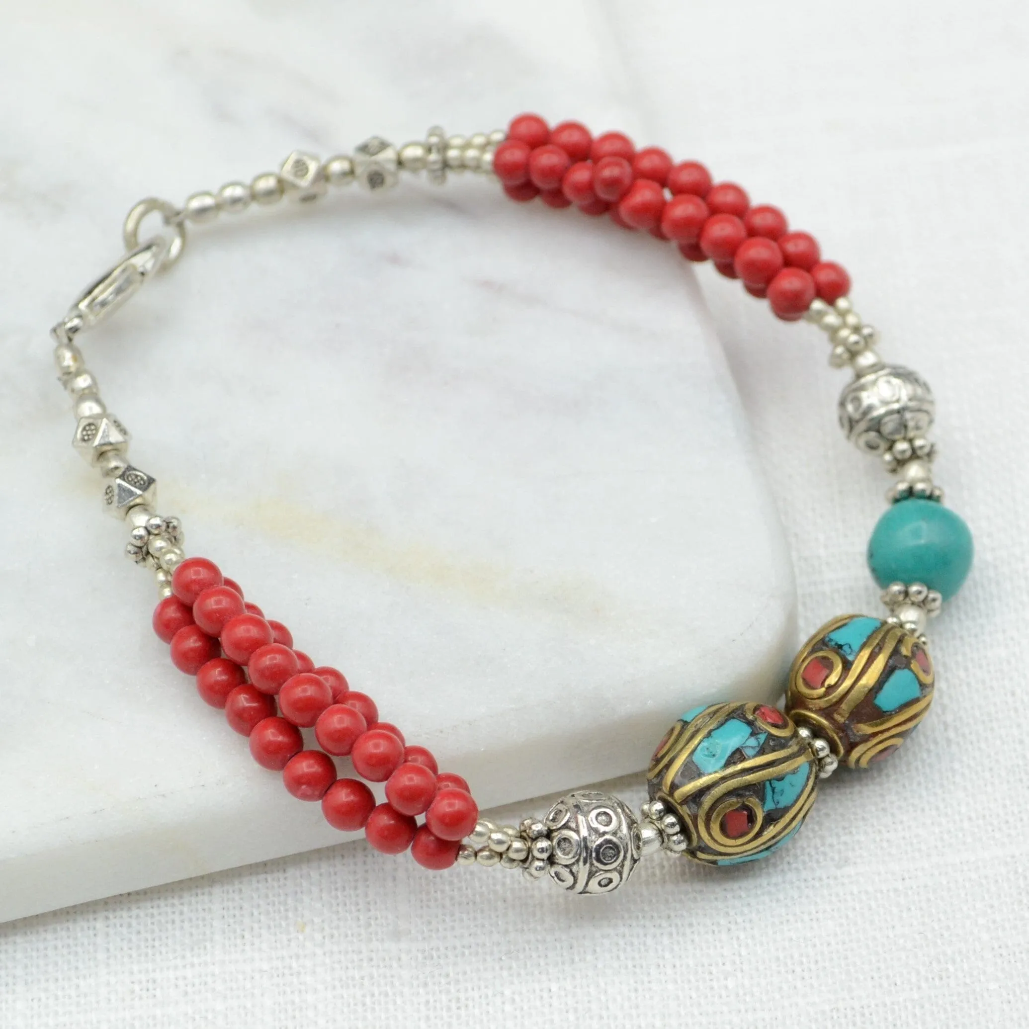 Kailash Coral Tibetan Bracelet