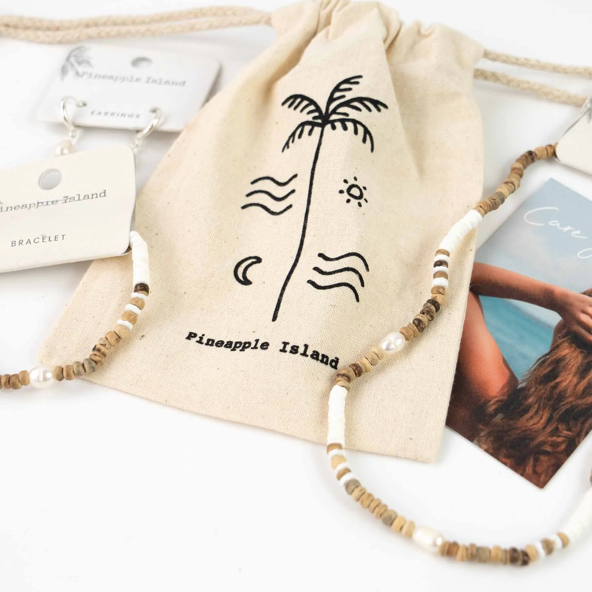 Kauai Puka Shell & Pearl Necklace and Earring Set