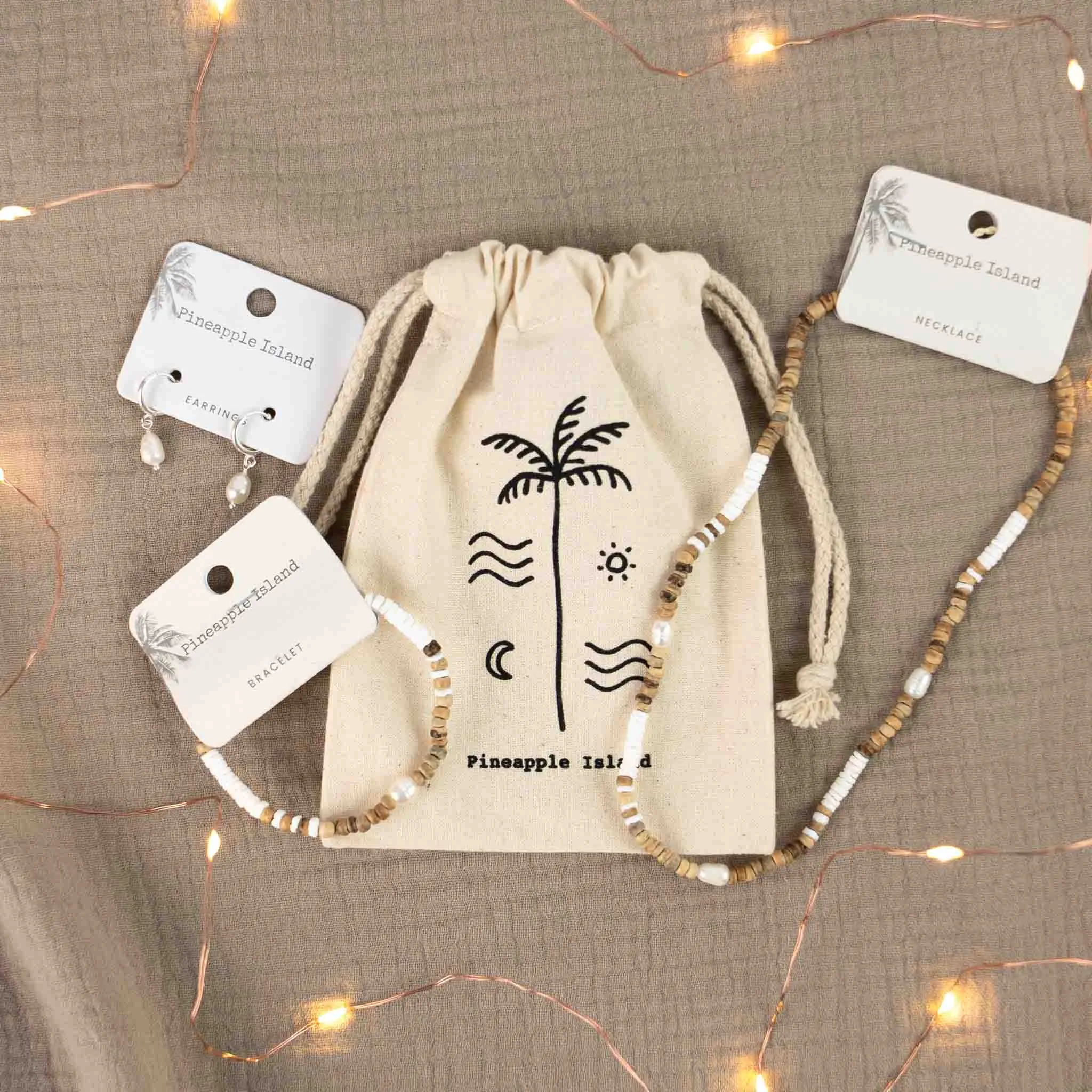 Kauai Puka Shell & Pearl Necklace and Earring Set