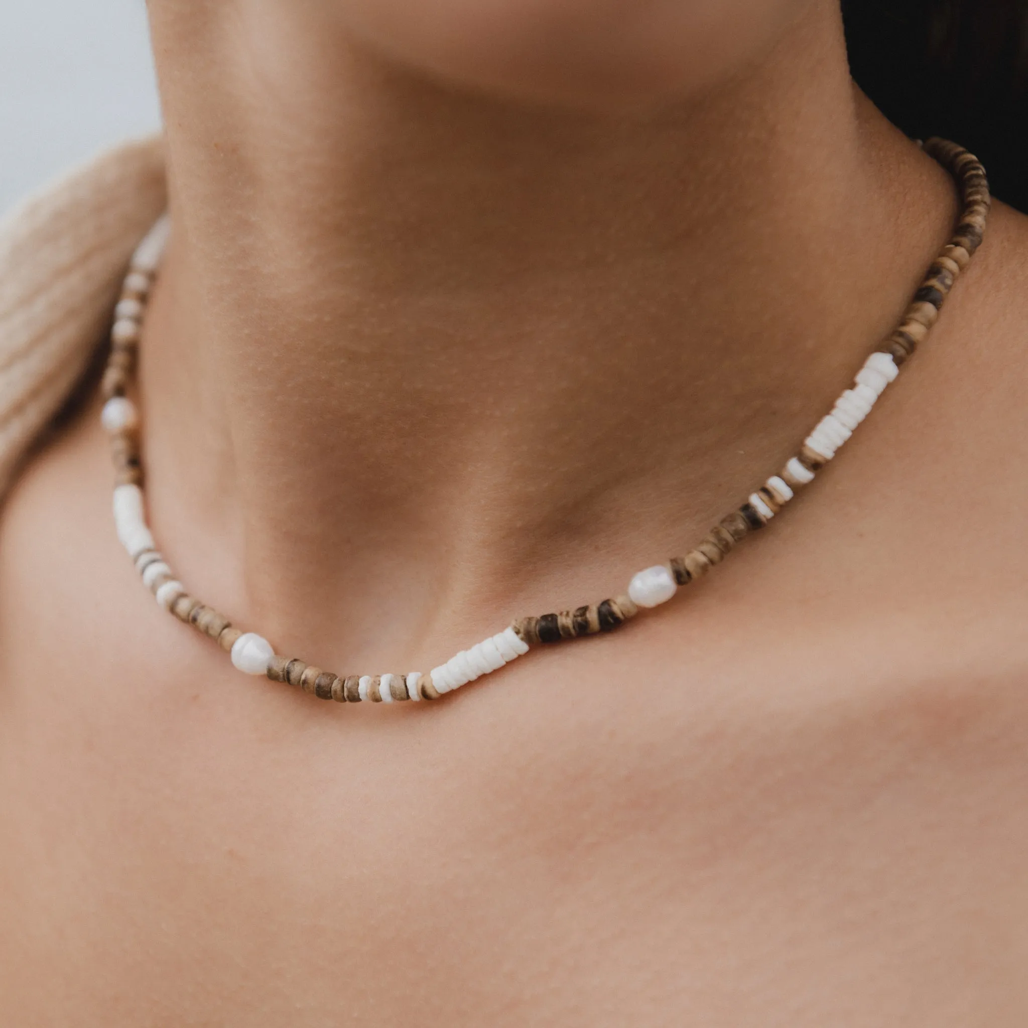 Kauai Puka Shell & Pearl Necklace and Earring Set